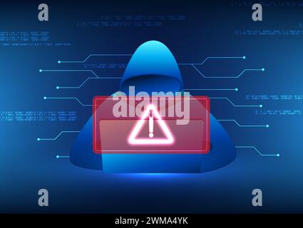 Technology background Hackers who are stealing data through computers Along with an alert, on the back is a number code along with a technological cir Stock Vector