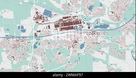 Wolfsburg map, Germany. Vector city streetmap, municipal area. Stock Vector