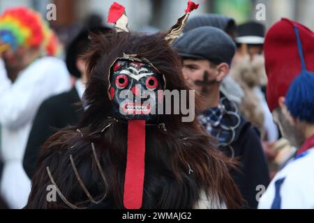 Isernia, Italy. 24 February 2024 - Second edition of the European carnival of zoomorphic masks - The devil of Tufara Stock Photo