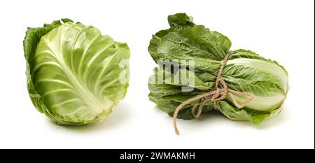 Chinese cabbage and cabbage on white background Stock Photo