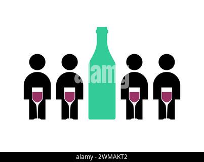Alcoholics Anonymous Club sign logo. People and alcohol. Concept for meeting of people with alcoholism icon Stock Vector
