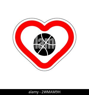 I love Basketball. I like to sport. Red road sign in shape of heart. Symbol of love on road Stock Vector