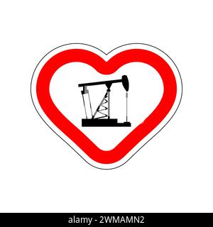 I love pump oil. I like to pump oil. Red road sign in shape of heart. Symbol of love on road Stock Vector
