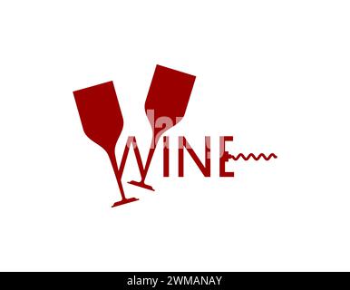 Wine logo. Glasses of wine sign icon liquor store. Red and white wine. Stock Vector