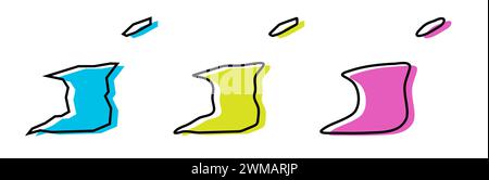 undefinedTrinidad and Tobago country black outline and colored country silhouettes in three different levels of smoothness. Simplified maps. Vector icons isolated on white background. Stock Vector