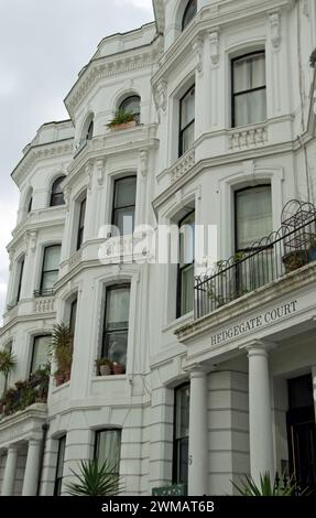 Attractive buildings, Hedgegate Court, Notting Hill, Royal Borough of Kensington and Chelsea, London, UK, Victorian style buildings; white stucco Stock Photo