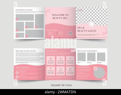Spa Beauty Saloon Square Trifold Brochure Template Design Stock Vector