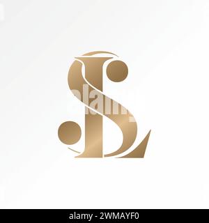 Logo design graphic concept creative premium vector stock abstract sign letter initial SL or LS serif font merge connect Related monogram beauty brand Stock Vector
