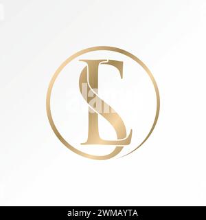 Logo design graphic concept creative premium vector stock abstract sign letter initial SL or LS serif font circle connect Relate monogram beauty brand Stock Vector