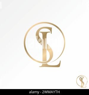 Logo design graphic concept creative vector premium stock sign abstract letter initial SL or LS serif font circle connect Relate monogram beauty brand Stock Vector