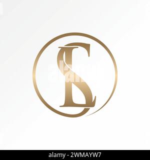 Logo design graphic concept creative vector premium stock abstract sign letter initial SL or LS serif font circle connect Relate monogram beauty brand Stock Vector