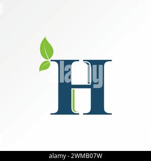 Logo design graphic concept creative premium vector stock initial letter H font pharmacy capsule leaves nature botany. Related madical madicine health Stock Vector