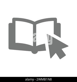 E book with mouse arrow icon. Online education, e-book vector symbol. Stock Vector