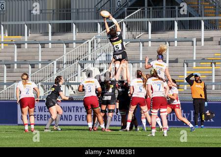 Exeter, Devon, UK. 24th Feb, 2024. Allianz Premiership Women's Rugby: Exeter Chiefs v Harlequins women at Sandy Park, Exeter, Devon, UK. Pictured: Line out Credit: nidpor/Alamy Live News Stock Photo