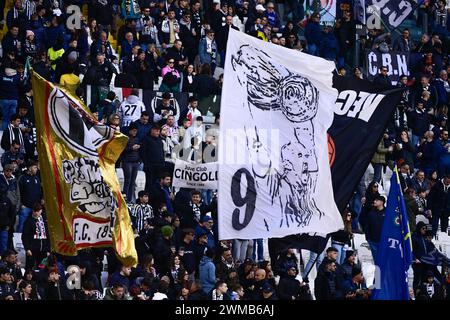 Torino, Italia. 25th Feb, 2024. Juventus supporters the Serie A soccer match between Juventus and Frosinone at the Allianz Stadium in Torino, north west Italy - Saturday, FEBRUARY 25, 2024. Sport - Soccer . (Photo by Marco Alpozzi/Lapresse) Credit: LaPresse/Alamy Live News Stock Photo