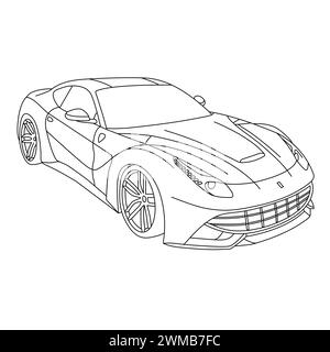 Sport Car Coloring Page. Racing Cars Illustration. Vehicle Car Isolated on White Background. Modern Automobile Concept Stock Vector
