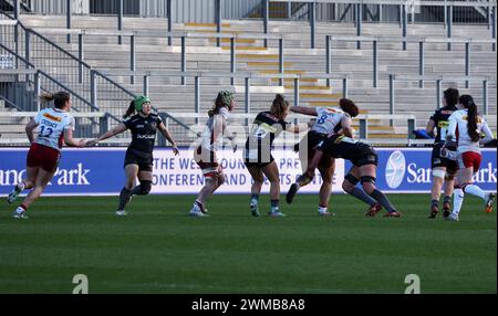 Exeter, Devon, UK. 24th Feb, 2024. Allianz Premiership Women's Rugby: Exeter Chiefs v Harlequins women at Sandy Park, Exeter, Devon, UK. Pictured: Credit: nidpor/Alamy Live News Stock Photo