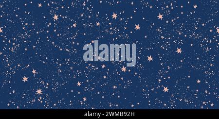 Seamless celestial pattern with stars on a blue background, magical ornament for tarot cards, astrology cards, zodiac. Modern Vector illustration Stock Vector
