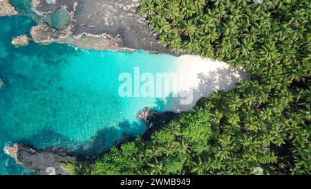 From above the amazing bateria beach at ilheu das rolas at Sao Tome,Africa Stock Photo