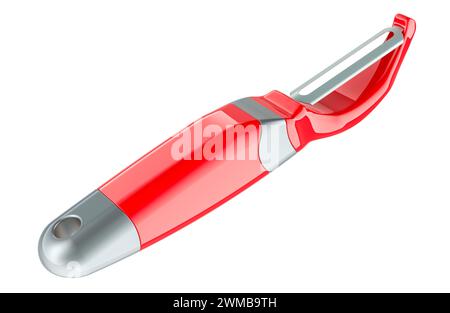 Red Swivel Vegetable Peeler. 3D rendering isolated on white background Stock Photo