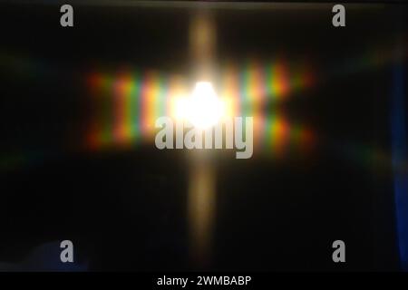 Diffraction pattern of a light which is reflected in a television screen Stock Photo