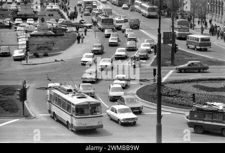 View of University Square in downtown Bucharest, Romania, approx. 1980 Stock Photo
