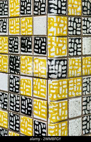 Tiles in corner of an old building, Alicante, Spain Stock Photo