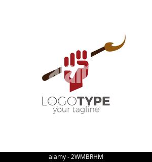Art Hand Logo. logo art worker. brush icon vector. painter logo Stock Vector