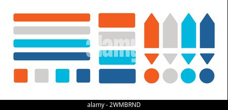 Set of bright colored stickers of different shapes isolated on white background. Stationery set illustration Stock Photo