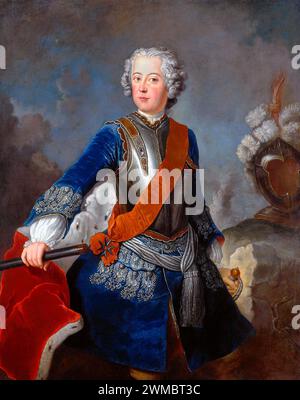 Frederick II (1712 – 1786) King in Prussia from 1740 until 1772, and King of Prussia from 1772 until 1786. Portrait of 24-year-old Frederick as the Crown Prince of Prussia by Antoine Pesne Stock Photo