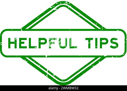 Grunge green helpful tips word rubber seal stamp on white background Stock Vector