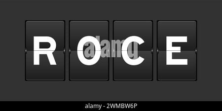 Black color analog flip board with word ROCE (Abbreviation of Return on Capital Employed) on gray background Stock Vector