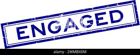 Grunge blue engaged word square rubber stamp in white background Stock Vector