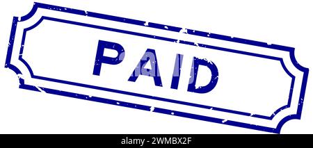 Grunge blue paid word rubber seal stamp on white background Stock Vector