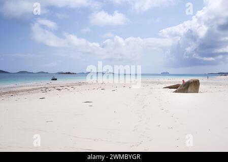 Wite sand beaches and azure seas on the island of Tresco - Isles of Scilly, UK Stock Photo