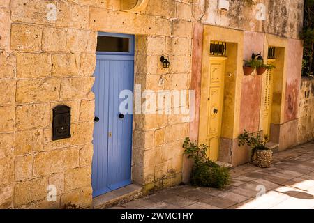 Colorful wooden doors in the historic centers of Malta Stock Photo