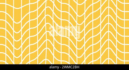 Groovy Vibes 70s Chessboard Mesh Pattern. Twisted and Distorted Vector Textures Create a Trendy Retro Psychedelic Style, Infused with Y2K Aesthetic. Stock Vector