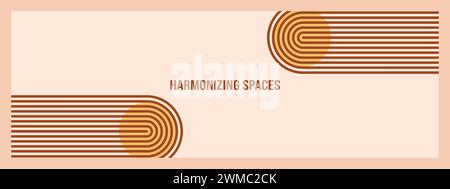 Minimalist geometric zen arches banner template. Abstract boho shapes ...