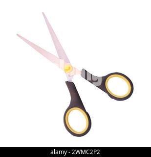 Small multipurpose scissors with black handle is isolated on white background with clipping path Stock Photo