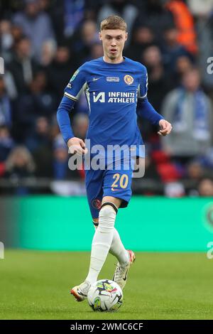 London, UK. 25th Feb, 2024. Cole Palmer of Chelsea with the ball during the Carabao Cup Final match Chelsea vs Liverpool at Wembley Stadium, London, United Kingdom, 25th February 2024 (Photo by Gareth Evans/News Images) in London, United Kingdom on 2/25/2024. (Photo by Gareth Evans/News Images/Sipa USA) Credit: Sipa USA/Alamy Live News Stock Photo