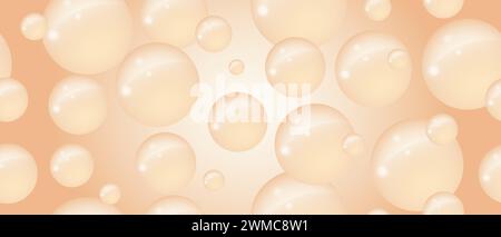 A beige background with many bubbles on it. Abstract bubble background. 3d texture of liquid with blobs. Seamless pattern. Vector illustration. Stock Vector