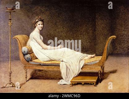 Portrait of Juliette Récamier (1777-1849) by French artist Jacques-Louis David (1748-1825) painted in 1800 in Neoclassical style. Stock Photo