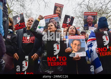 London, England, UK. 25th Feb, 2024. Protesters gather in Tavistock Square for a rally against terror and in support of Israeli hostages held by Hamas as the war in Gaza continues. (Credit Image: © Vuk Valcic/ZUMA Press Wire) EDITORIAL USAGE ONLY! Not for Commercial USAGE! Credit: ZUMA Press, Inc./Alamy Live News Stock Photo