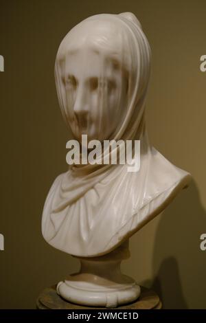 The marble statue Veiled Bust aka The Veiled Nun possibly by Italian ...