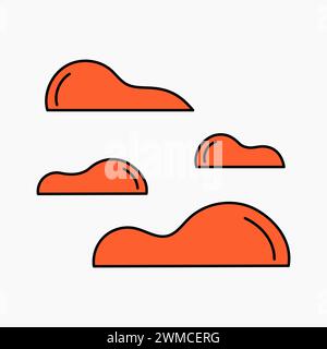 Set of clouds in flat style. Cloud icon. Outline balloon. Vector cartoon clipart. Stock Vector