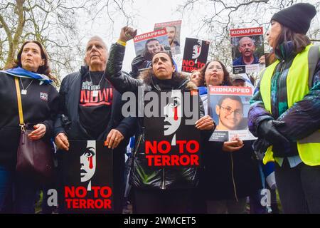 London, UK. 25th February 2024. Protesters gather in Tavistock Square for a rally against terror and in support of Israeli hostages held by Hamas as the war in Gaza continues. Credit: Vuk Valcic/Alamy Live News Stock Photo