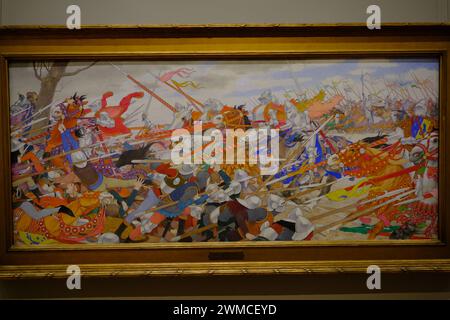 The oil painting of the Turmoil of Conflict (Joan of Arc series:IV) by Louis Maurice Boutet de Monvel.National Gallery of Art.Washington DC.USA Stock Photo