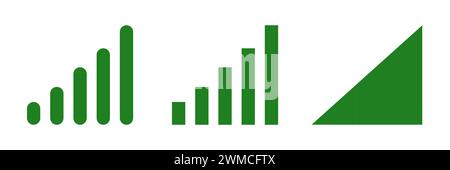 Set of communication signal strength icons. Cellular reception symbols on mobile phones and portable laptop devices. Vector illustration. Stock Vector