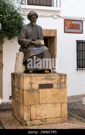 A statue of Moses ben Maimon, commonly known as Maimonides, and also referred to by the Hebrew acronym, ‘Rambam’. He was a Sephardic rabbi and philoso Stock Photo