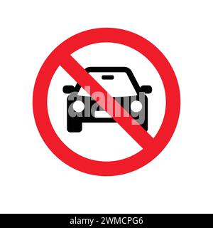 No Car Or No Parking Street Icon. No Driving Icon. No Cars Allowed Roadsign. No Parking Road Warning Sign. Car Prohibition Sign Area Illustration Stock Vector